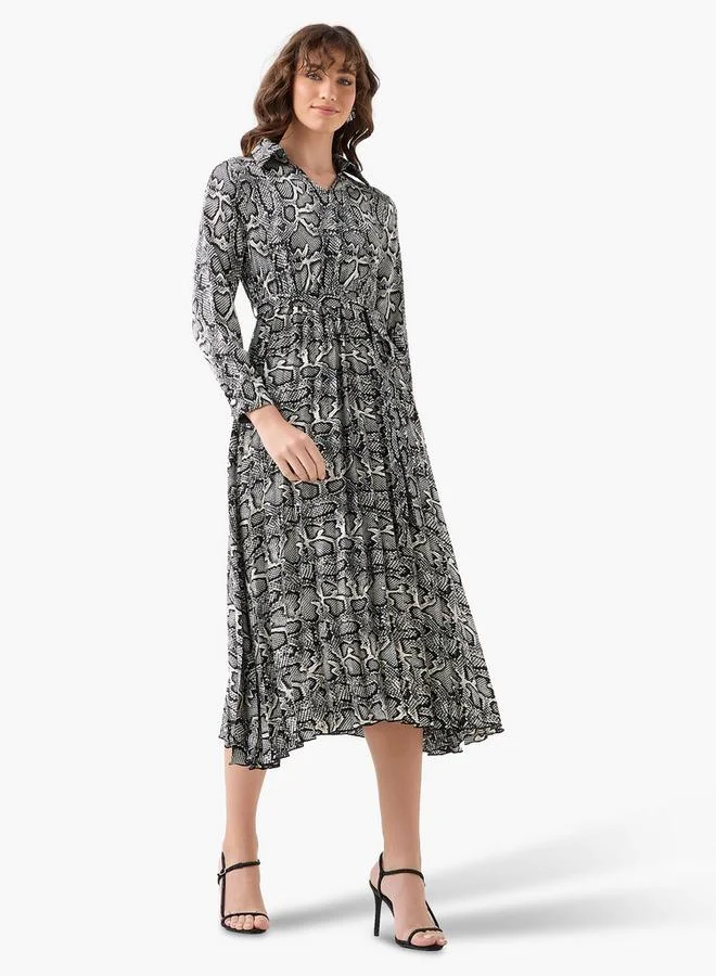 سبلاش فيڤ Midi Satin Wrap Dress with Animal Print